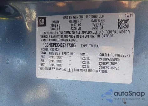 2012 Chevrolet Silverado 1500 Work Truck из США, поврежденный, VIN 1GCNCPEX4CZ147305